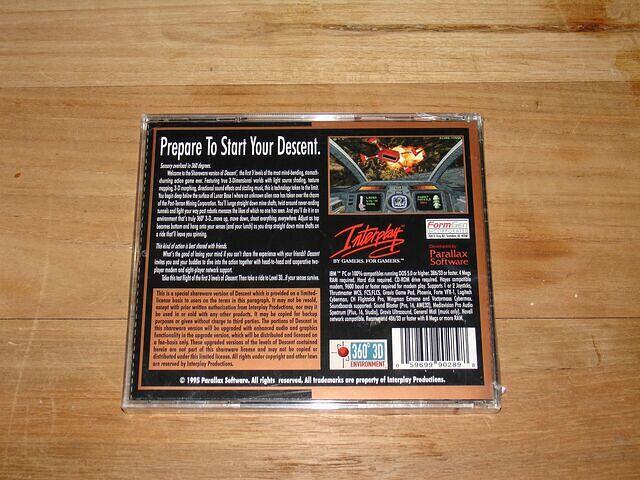 Descent Test Flight 3 Level Demo Disk Factory Sealed rear