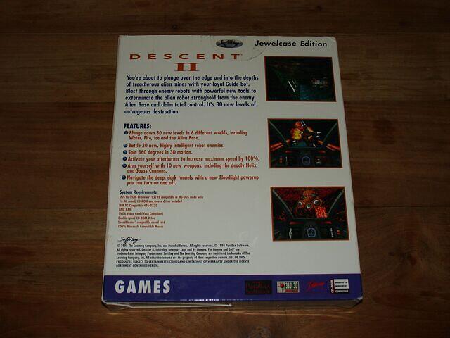Descent II USA Jewel Case Edition Boxed rear