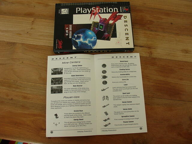Descent for PS1 Rare Long Box Edition Mine Centers and Power ups.JPG