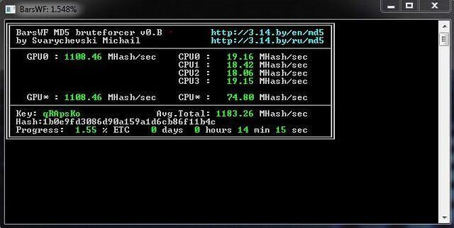 BarsWF x64 CUDA Client test run on GTX 480 ES