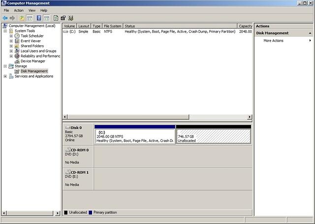 746GB unused space eek!