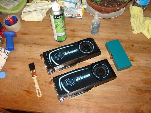 Two Cleaned EVGA GTX 580 SCE 1536 MB's