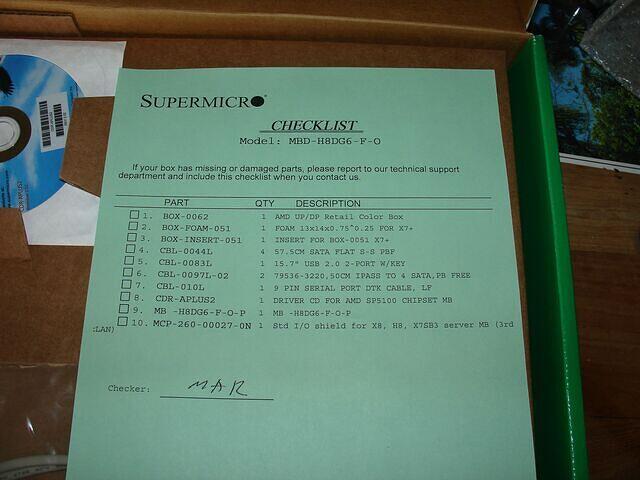 Supermicro H8DG6-F Box Checklist