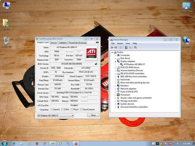 GPU-Z test run success with ATi Cat 8.1 WHQL for Win Vista-7 x64