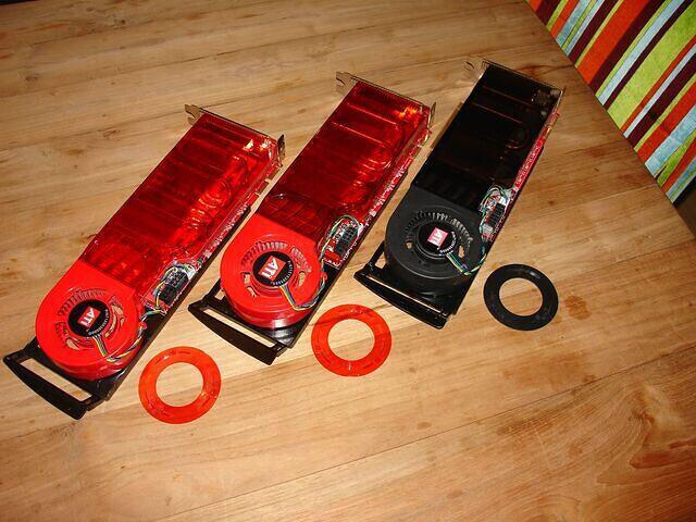 The 3 Different HD 2900 XTX Engineering Samples Fan Lids removed