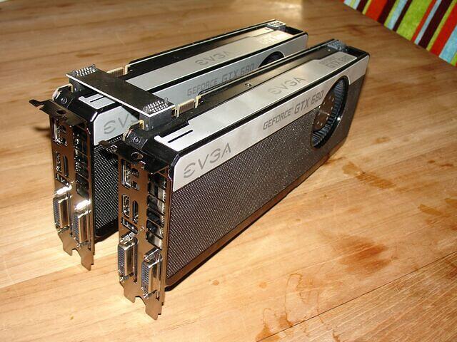 EGA GTX 680 SC SE 2GB's in SLI Mode front angled