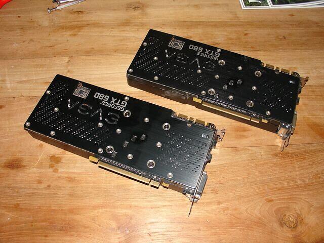 2x EVGA GTX 680 SC Sig before cleaning rear