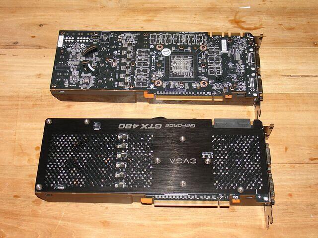 EVGA GTX 480 & NVIDIA GTX 480 ES compared rear
