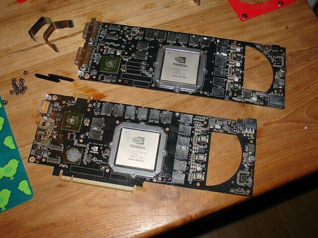 GTX 295 RE Main card PCB halves top