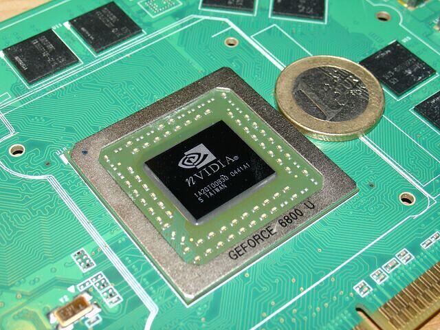 NVIDIA NV40 GeForce 6800 Ultra GPU Rev.A1 0441 with 1 Euro Coin